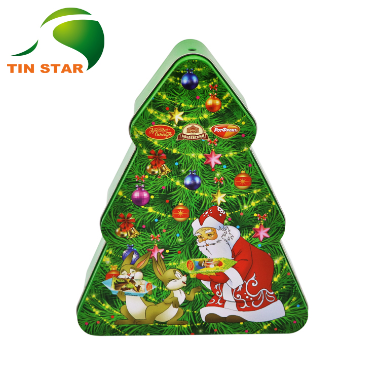 Christmas Tree Shape Candy Tin Box